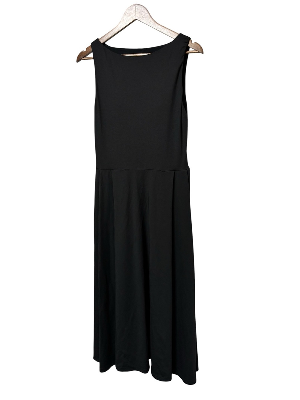 OGL Black sleeveless bamboo sculpting stretch ponte boatneck chic midi dress L - Picture 4 of 16